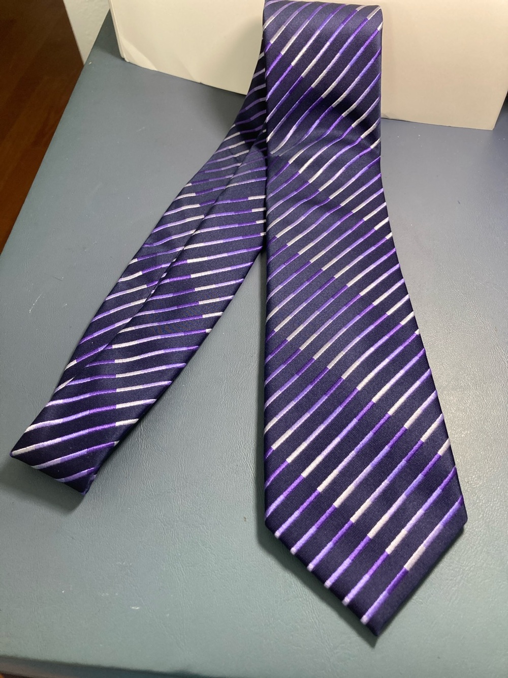 Kenneth Cole Reaction Purple and Silver Striped Tie